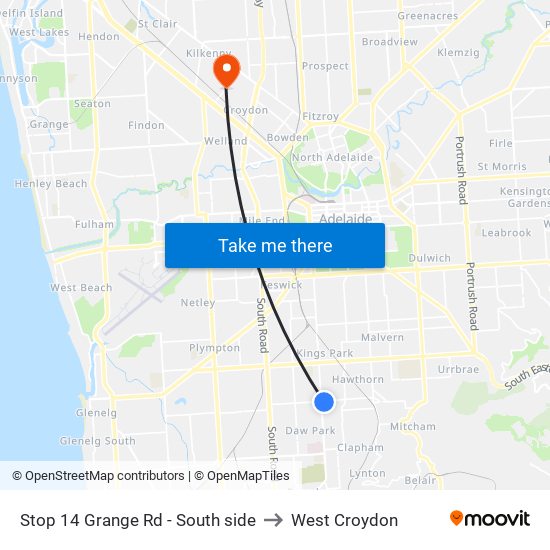 Stop 14 Grange Rd - South side to West Croydon map