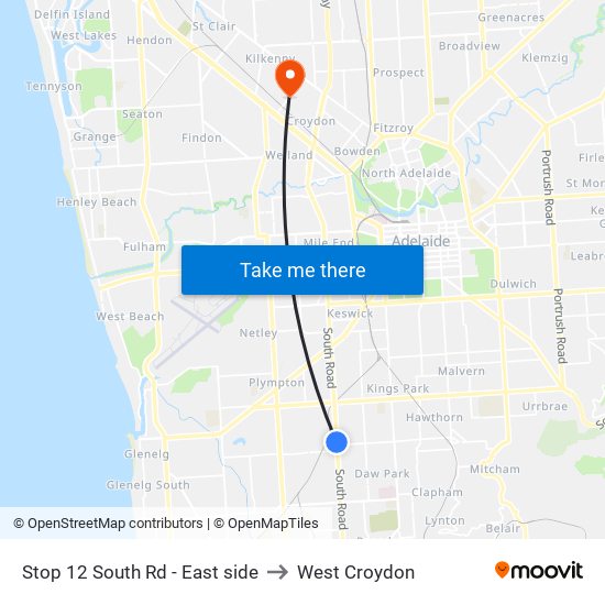 Stop 12 South Rd - East side to West Croydon map