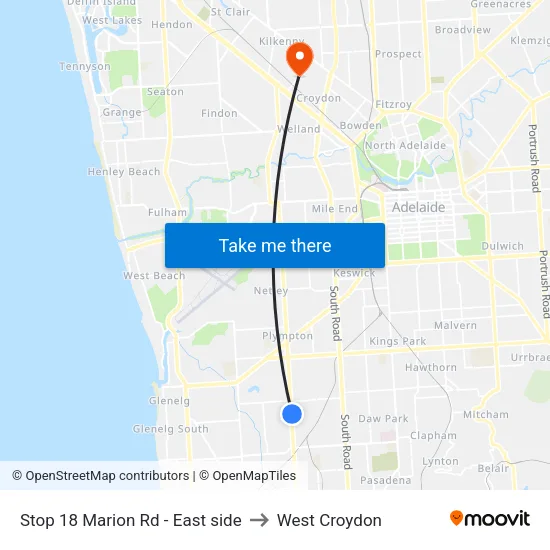 Stop 18 Marion Rd - East side to West Croydon map