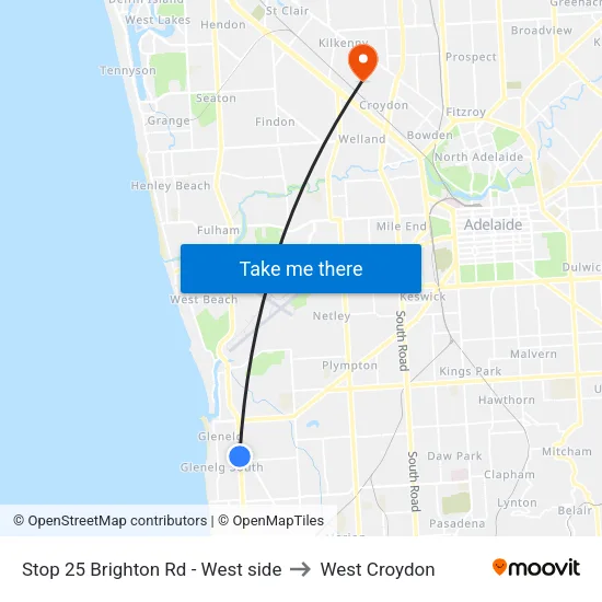 Stop 25 Brighton Rd - West side to West Croydon map