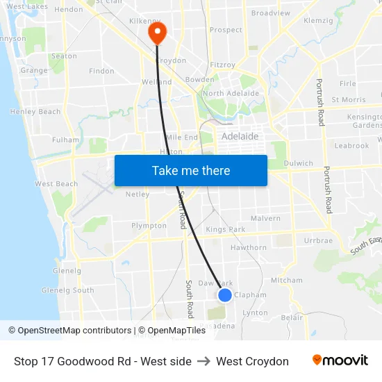 Stop 17 Goodwood Rd - West side to West Croydon map