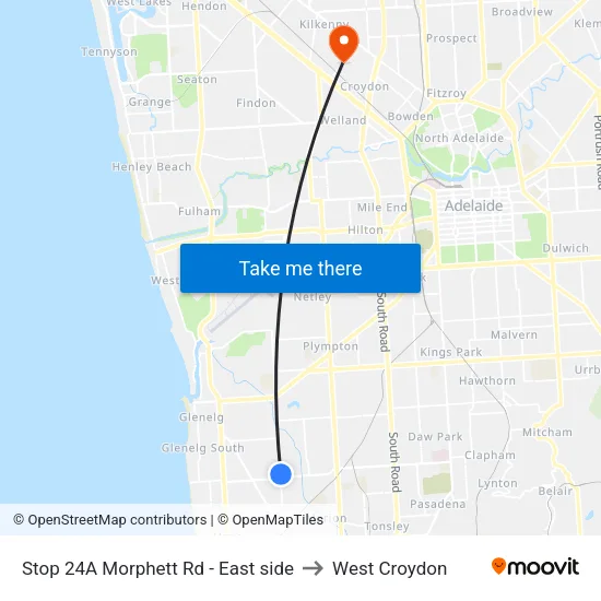 Stop 24A Morphett Rd - East side to West Croydon map