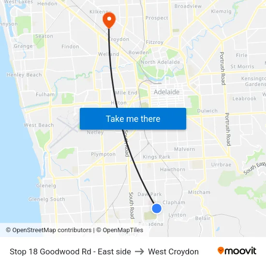Stop 18 Goodwood Rd - East side to West Croydon map