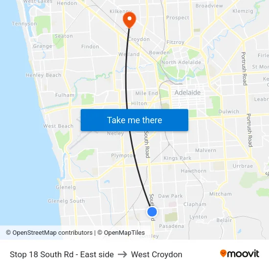 Stop 18 South Rd - East side to West Croydon map