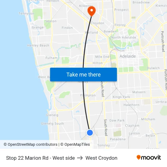 Stop 22 Marion Rd - West side to West Croydon map