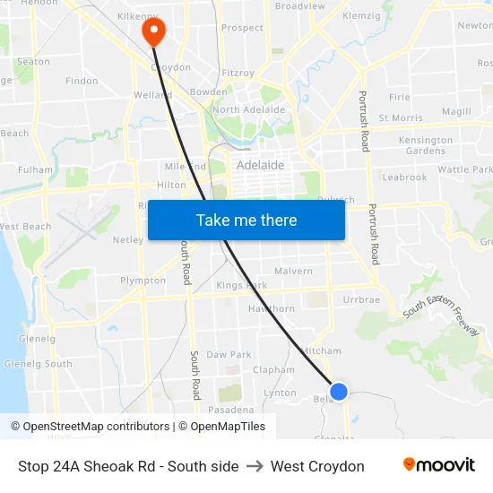 Stop 24A Sheoak Rd - South side to West Croydon map