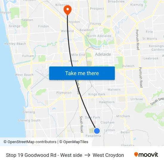 Stop 19 Goodwood Rd - West side to West Croydon map