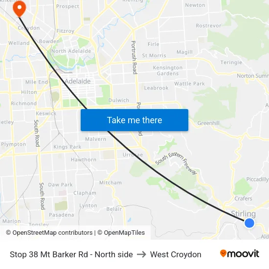 Stop 38 Mt Barker Rd - North side to West Croydon map