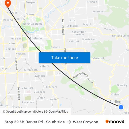 Stop 39 Mt Barker Rd - South side to West Croydon map