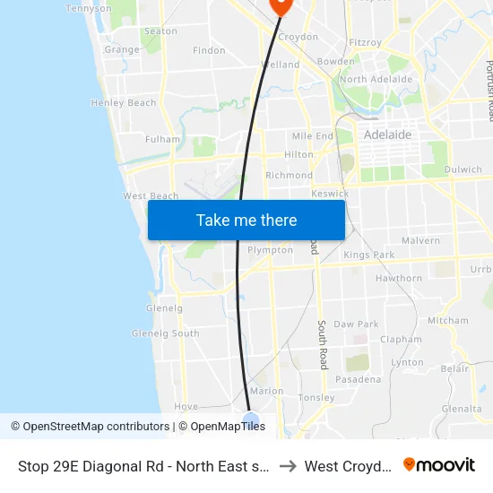 Stop 29E Diagonal Rd - North East side to West Croydon map