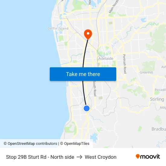 Stop 29B Sturt Rd - North side to West Croydon map