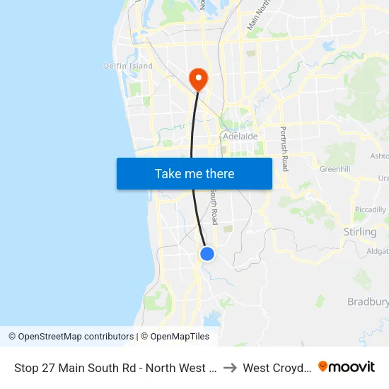 Stop 27 Main South Rd - North West side to West Croydon map