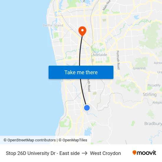 Stop 26D University Dr - East side to West Croydon map