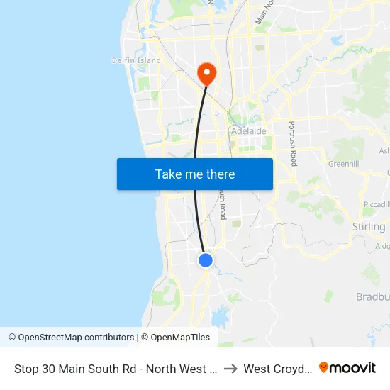Stop 30 Main South Rd - North West side to West Croydon map