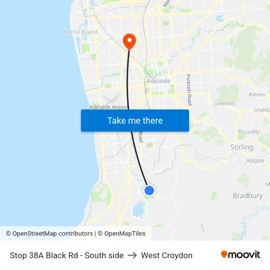 Stop 38A Black Rd - South side to West Croydon map