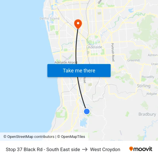 Stop 37 Black Rd - South East side to West Croydon map