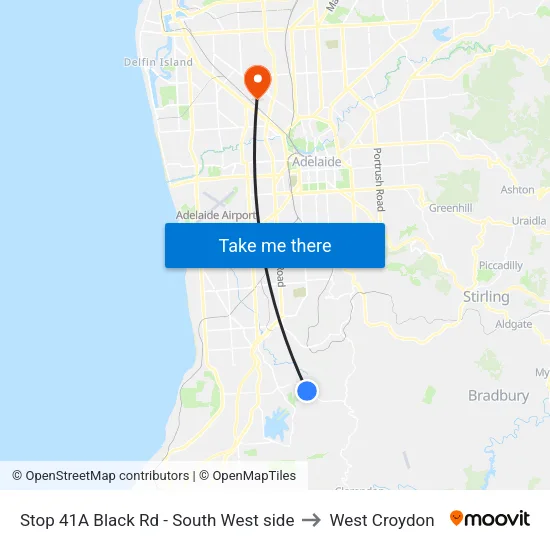 Stop 41A Black Rd - South West side to West Croydon map