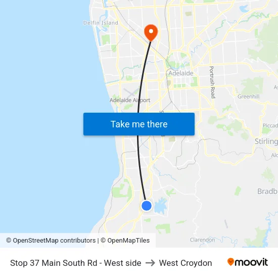 Stop 37 Main South Rd - West side to West Croydon map