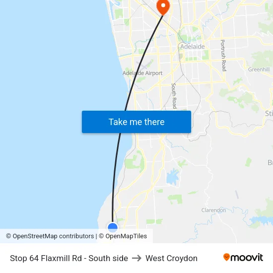 Stop 64 Flaxmill Rd - South side to West Croydon map