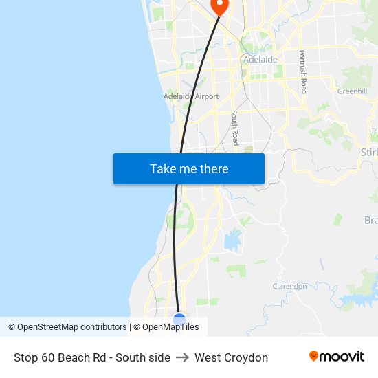 Stop 60 Beach Rd - South side to West Croydon map