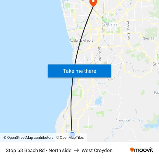 Stop 63 Beach Rd - North side to West Croydon map