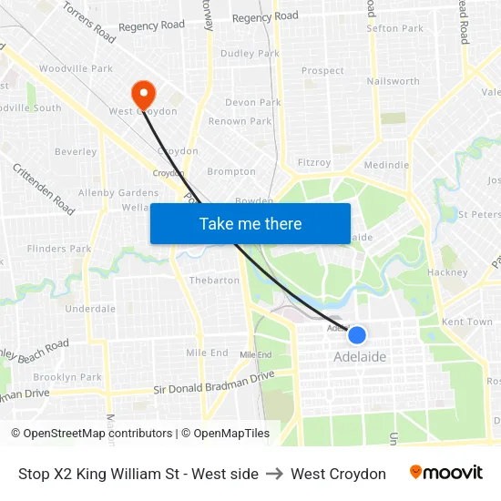 Stop X2 King William St - West side to West Croydon map