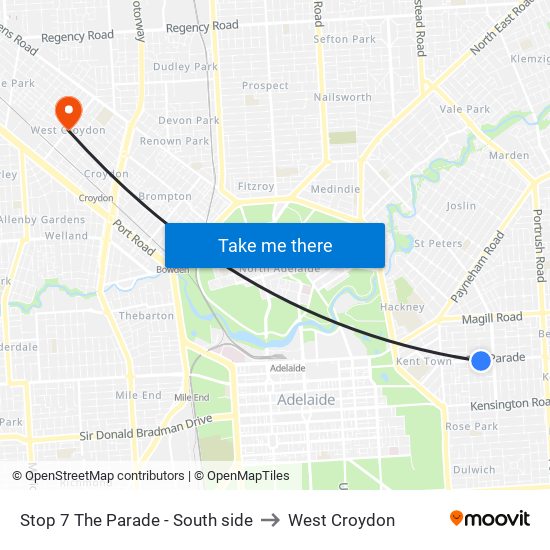 Stop 7 The Parade - South side to West Croydon map