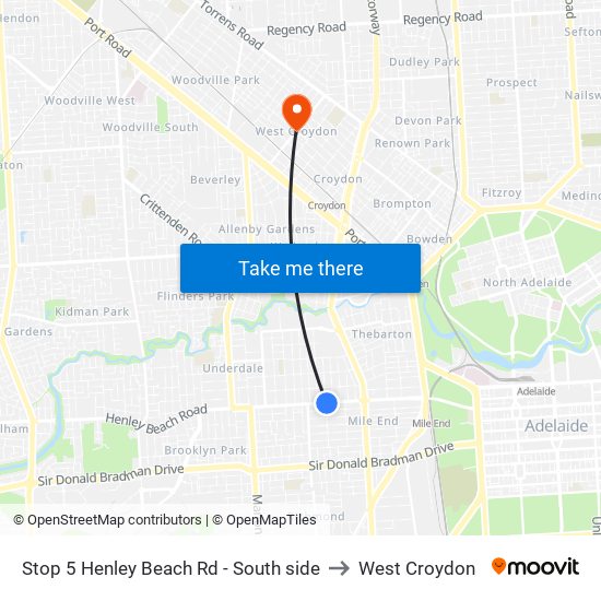 Stop 5 Henley Beach Rd - South side to West Croydon map