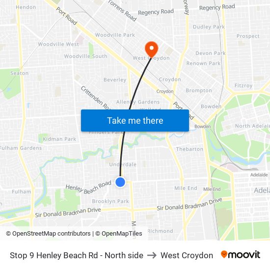 Stop 9 Henley Beach Rd - North side to West Croydon map