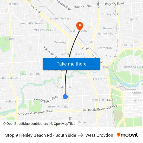 Stop 9 Henley Beach Rd - South side to West Croydon map