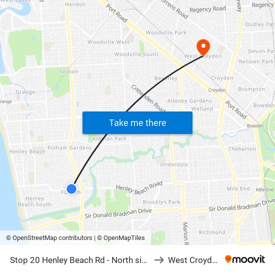 Stop 20 Henley Beach Rd - North side to West Croydon map