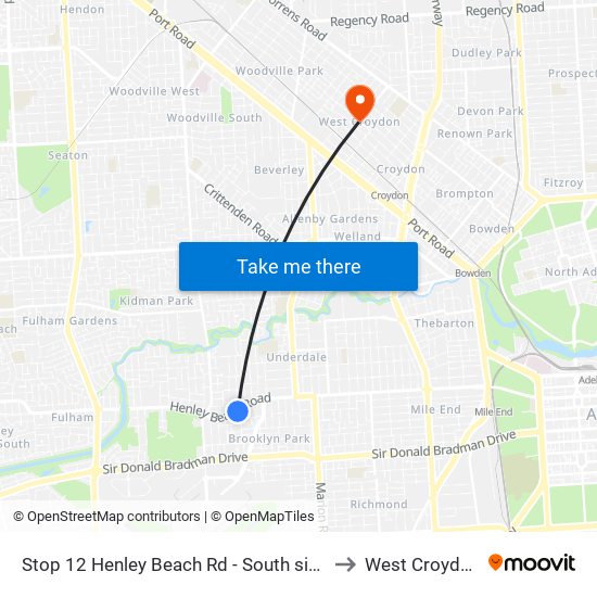 Stop 12 Henley Beach Rd - South side to West Croydon map
