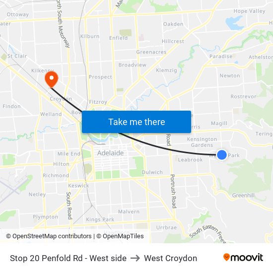 Stop 20 Penfold Rd - West side to West Croydon map