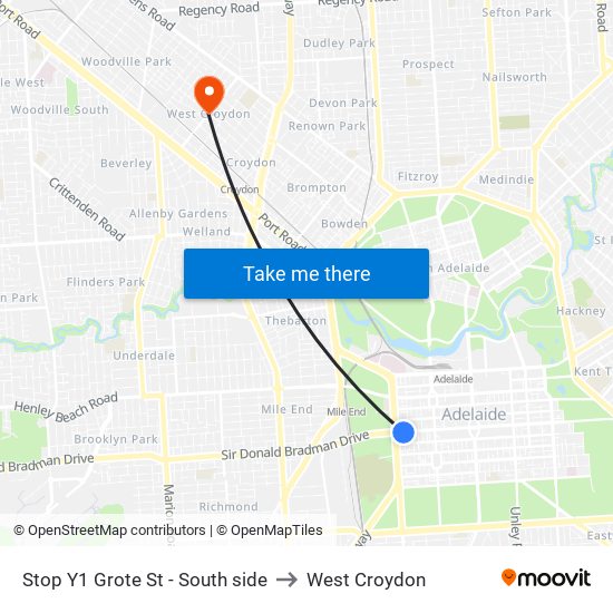 Stop Y1 Grote St - South side to West Croydon map