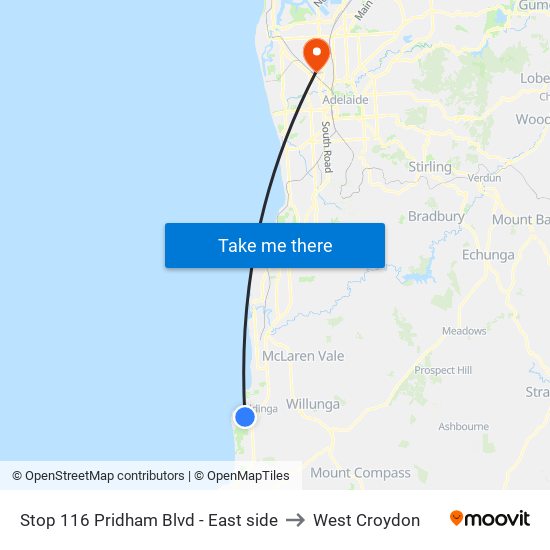 Stop 116 Pridham Blvd - East side to West Croydon map