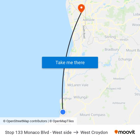 Stop 133 Monaco Blvd - West side to West Croydon map