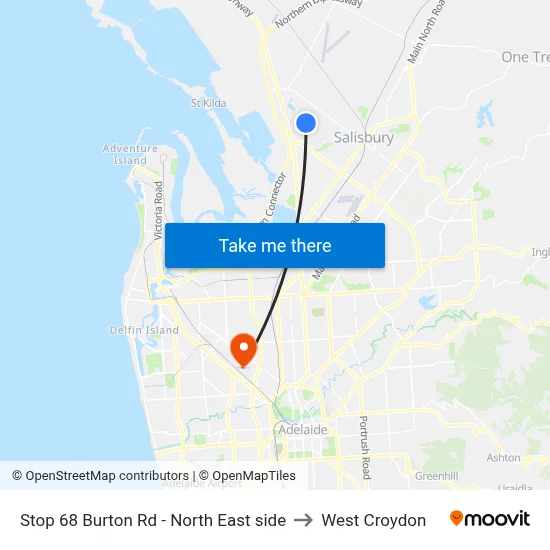Stop 68 Burton Rd - North East side to West Croydon map