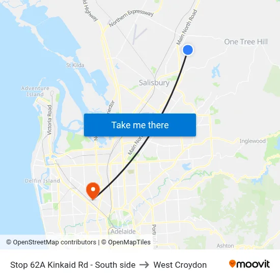 Stop 62A Kinkaid Rd - South side to West Croydon map