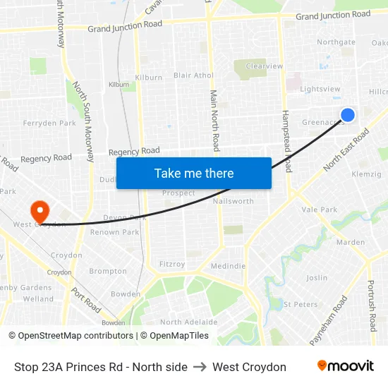 Stop 23A Princes Rd - North side to West Croydon map