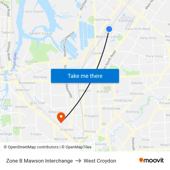 Zone B Mawson Interchange to West Croydon map