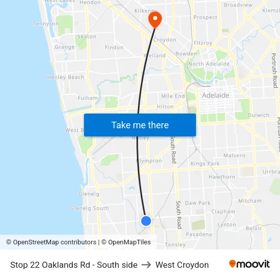 Stop 22 Oaklands Rd - South side to West Croydon map