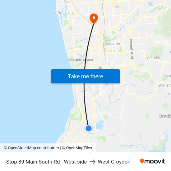 Stop 39 Main South Rd - West side to West Croydon map