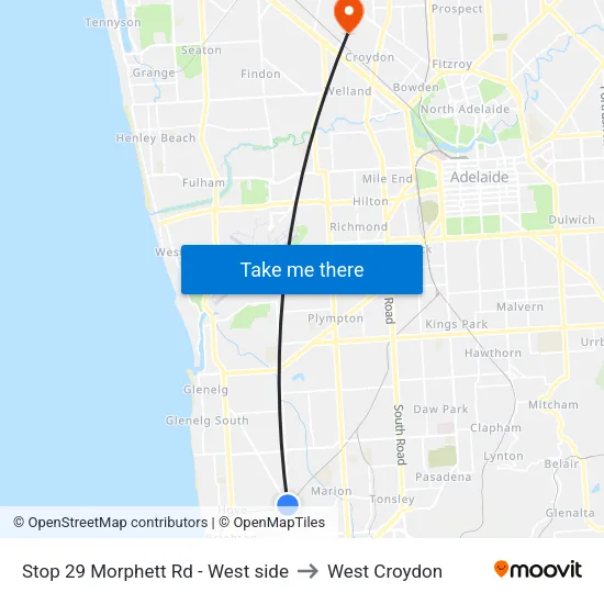 Stop 29 Morphett Rd - West side to West Croydon map