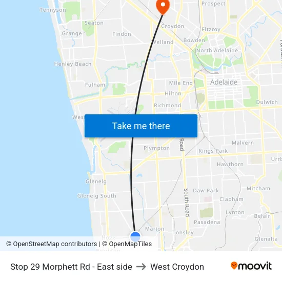 Stop 29 Morphett Rd - East side to West Croydon map
