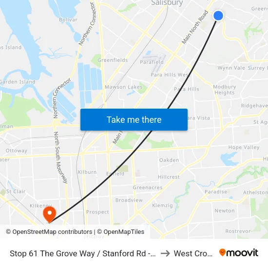 Stop 61 The Grove Way / Stanford Rd - North side to West Croydon map
