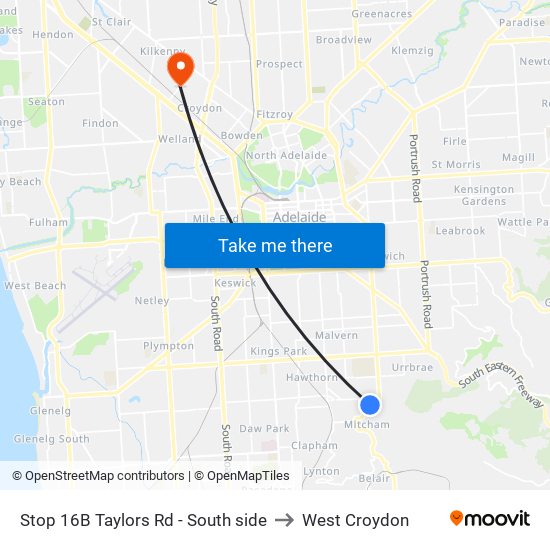 Stop 16B Taylors Rd - South side to West Croydon map