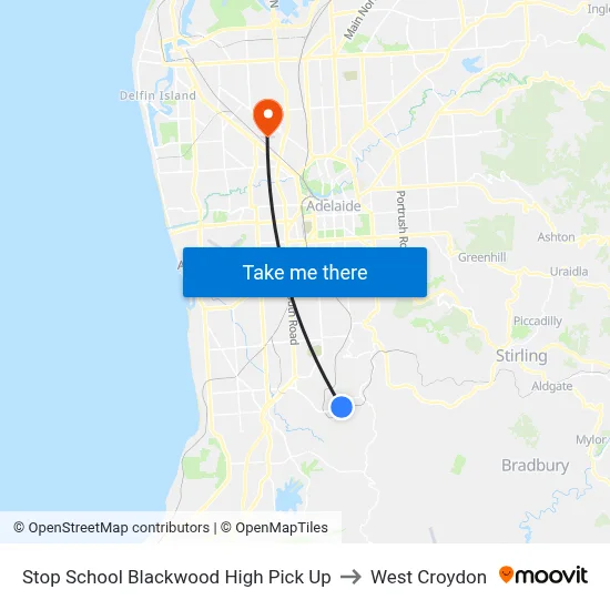 Stop School Blackwood High Pick Up to West Croydon map