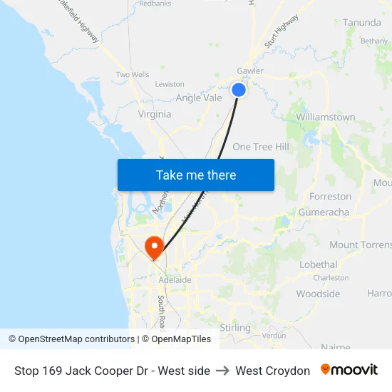 Stop 169 Jack Cooper Dr - West side to West Croydon map
