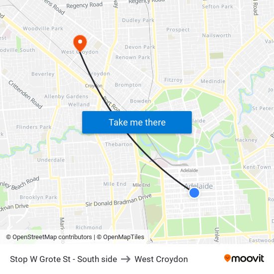 Stop W Grote St - South side to West Croydon map