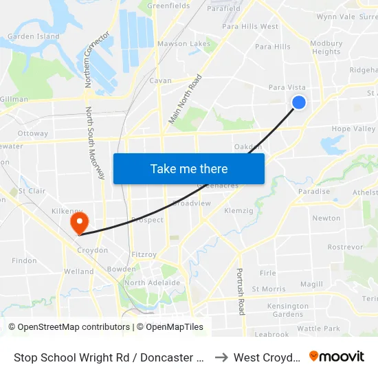 Stop School Wright Rd / Doncaster Ave to West Croydon map